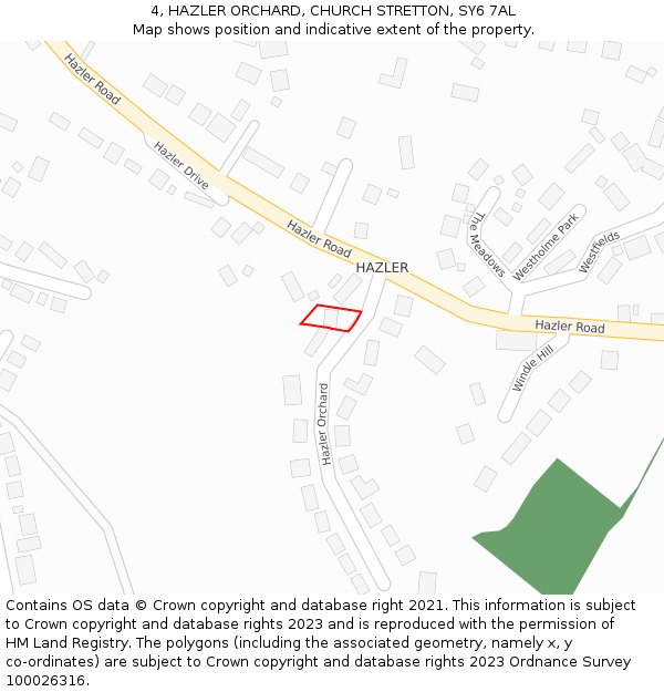 4, HAZLER ORCHARD, CHURCH STRETTON, SY6 7AL: Location map and indicative extent of plot