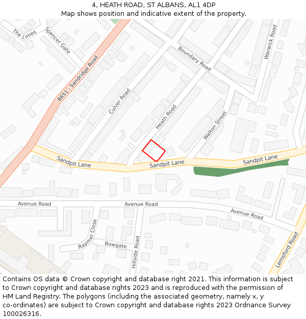 4, HEATH ROAD, ST ALBANS, AL1 4DP: Location map and indicative extent of plot