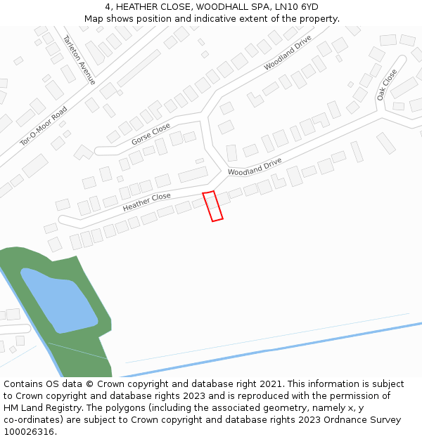 4, HEATHER CLOSE, WOODHALL SPA, LN10 6YD: Location map and indicative extent of plot