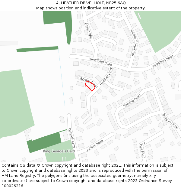 4, HEATHER DRIVE, HOLT, NR25 6AQ: Location map and indicative extent of plot