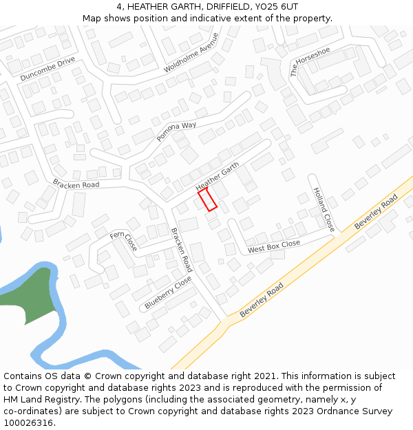 4, HEATHER GARTH, DRIFFIELD, YO25 6UT: Location map and indicative extent of plot