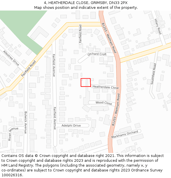 4, HEATHERDALE CLOSE, GRIMSBY, DN33 2PX: Location map and indicative extent of plot