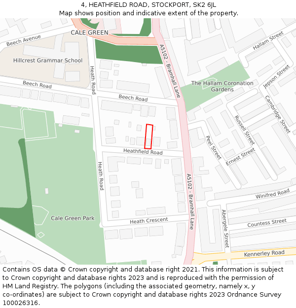 4, HEATHFIELD ROAD, STOCKPORT, SK2 6JL: Location map and indicative extent of plot