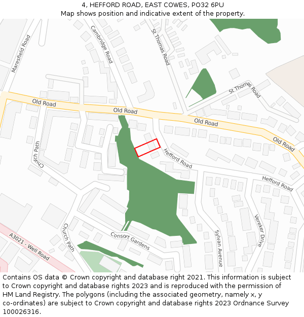 4, HEFFORD ROAD, EAST COWES, PO32 6PU: Location map and indicative extent of plot