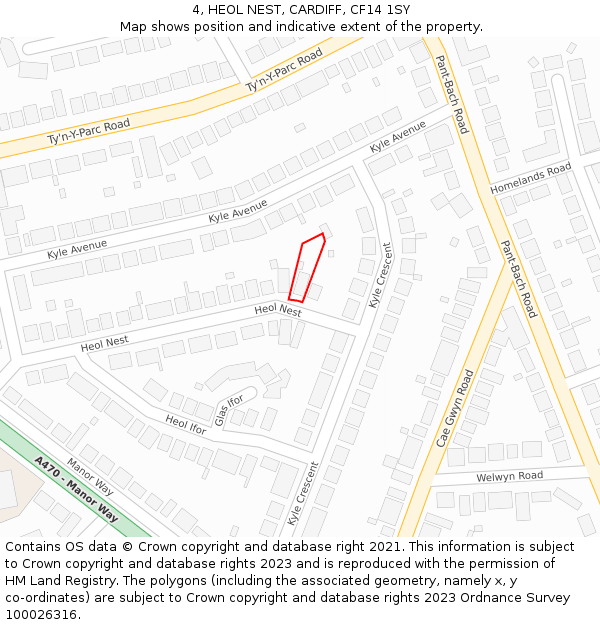 4, HEOL NEST, CARDIFF, CF14 1SY: Location map and indicative extent of plot