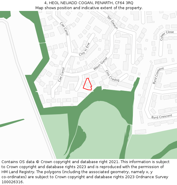 4, HEOL NEUADD COGAN, PENARTH, CF64 3RQ: Location map and indicative extent of plot