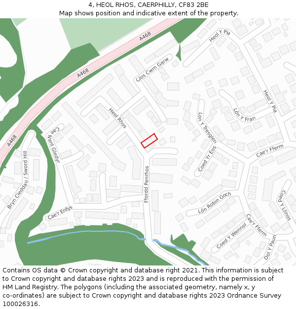 4, HEOL RHOS, CAERPHILLY, CF83 2BE: Location map and indicative extent of plot