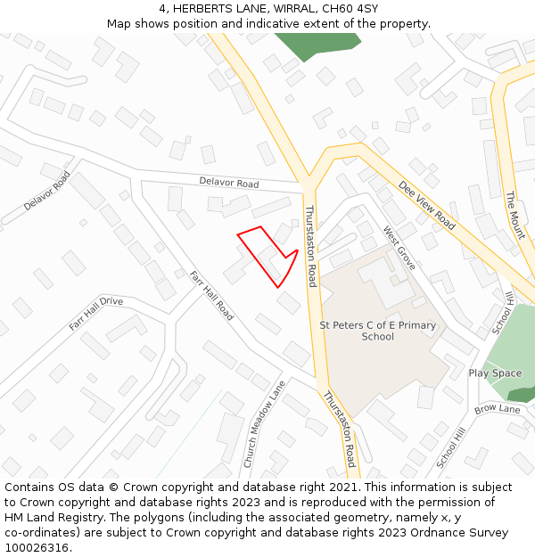 4, HERBERTS LANE, WIRRAL, CH60 4SY: Location map and indicative extent of plot