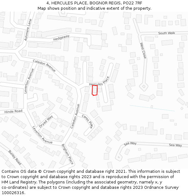 4, HERCULES PLACE, BOGNOR REGIS, PO22 7RF: Location map and indicative extent of plot