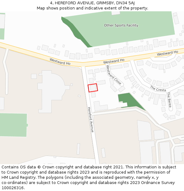 4, HEREFORD AVENUE, GRIMSBY, DN34 5AJ: Location map and indicative extent of plot