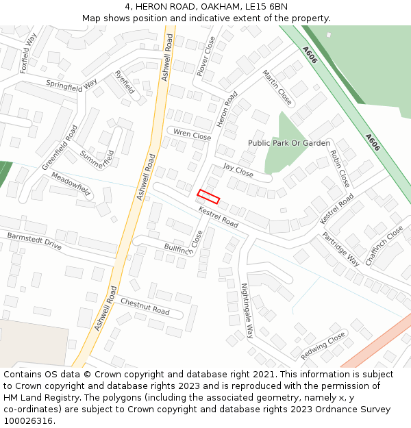 4, HERON ROAD, OAKHAM, LE15 6BN: Location map and indicative extent of plot