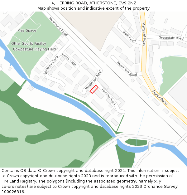 4, HERRING ROAD, ATHERSTONE, CV9 2NZ: Location map and indicative extent of plot