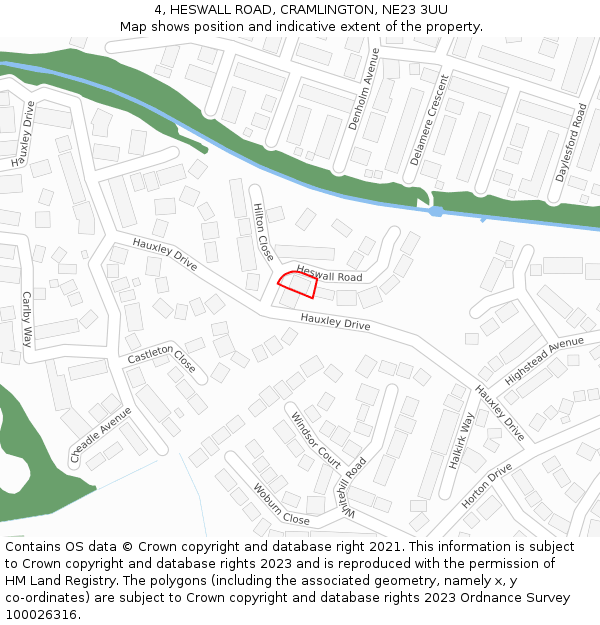 4, HESWALL ROAD, CRAMLINGTON, NE23 3UU: Location map and indicative extent of plot