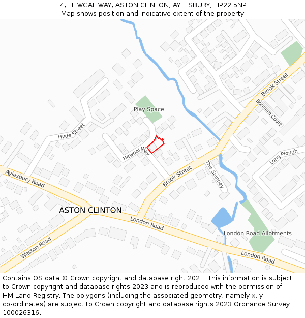 4, HEWGAL WAY, ASTON CLINTON, AYLESBURY, HP22 5NP: Location map and indicative extent of plot