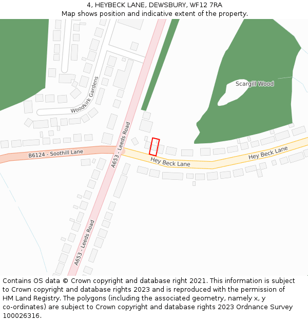 4, HEYBECK LANE, DEWSBURY, WF12 7RA: Location map and indicative extent of plot