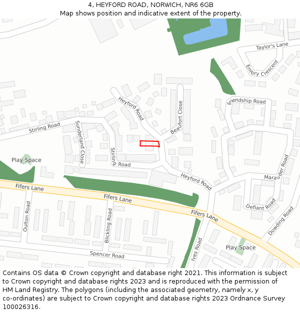 4, HEYFORD ROAD, NORWICH, NR6 6GB: Location map and indicative extent of plot