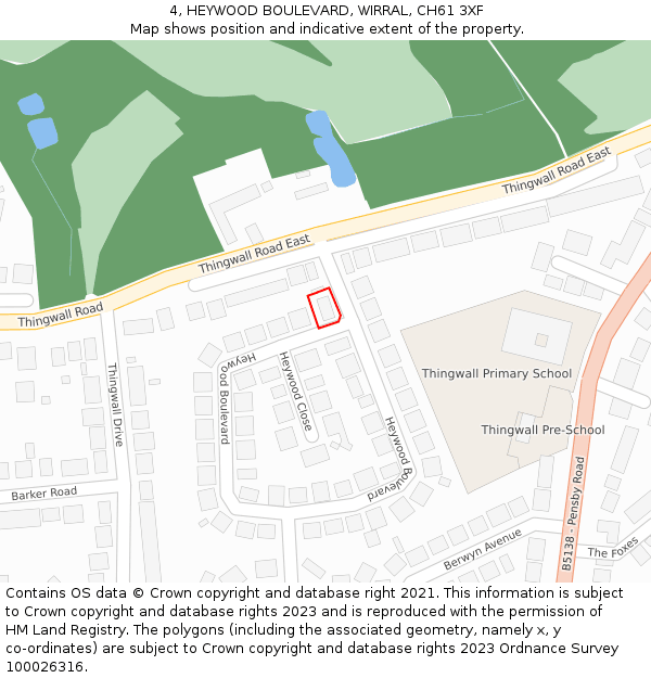 4, HEYWOOD BOULEVARD, WIRRAL, CH61 3XF: Location map and indicative extent of plot