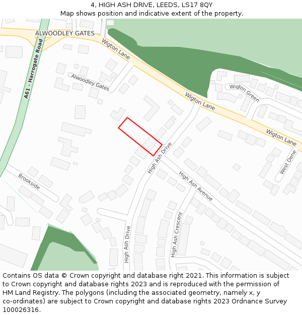 4, HIGH ASH DRIVE, LEEDS, LS17 8QY: Location map and indicative extent of plot
