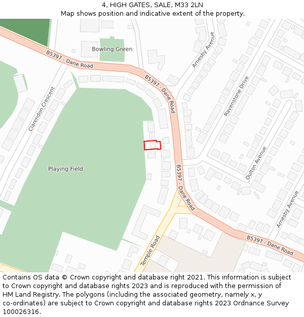 4, HIGH GATES, SALE, M33 2LN: Location map and indicative extent of plot