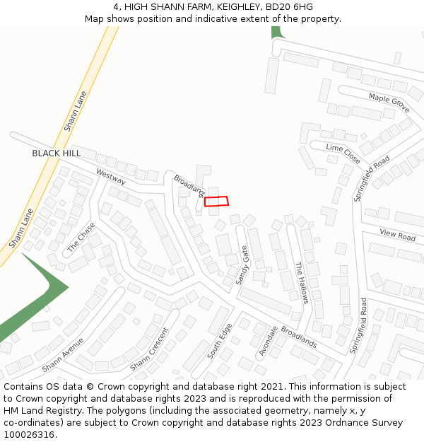 4, HIGH SHANN FARM, KEIGHLEY, BD20 6HG: Location map and indicative extent of plot