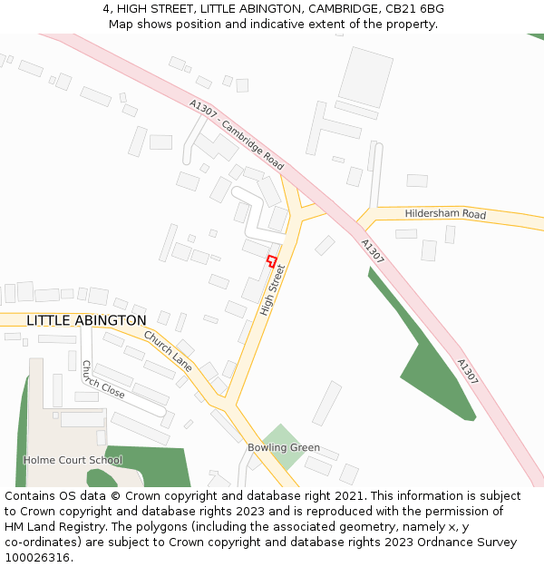 4, HIGH STREET, LITTLE ABINGTON, CAMBRIDGE, CB21 6BG: Location map and indicative extent of plot