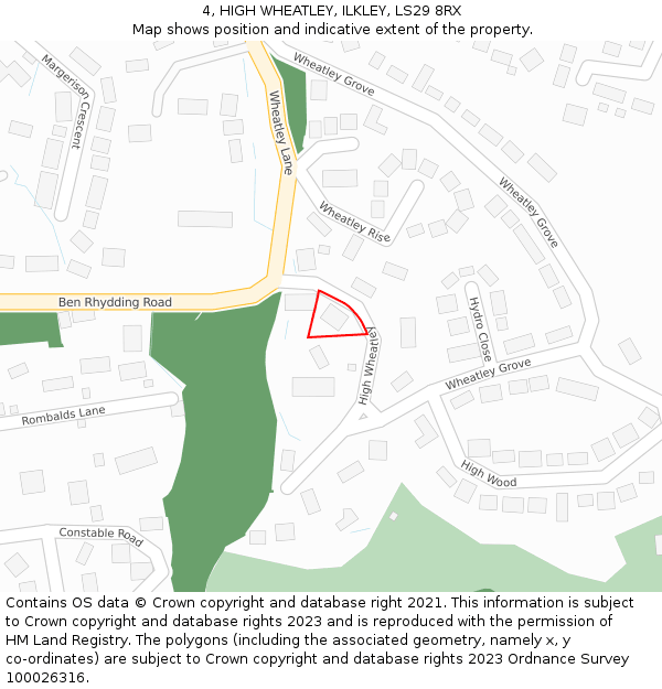 4, HIGH WHEATLEY, ILKLEY, LS29 8RX: Location map and indicative extent of plot