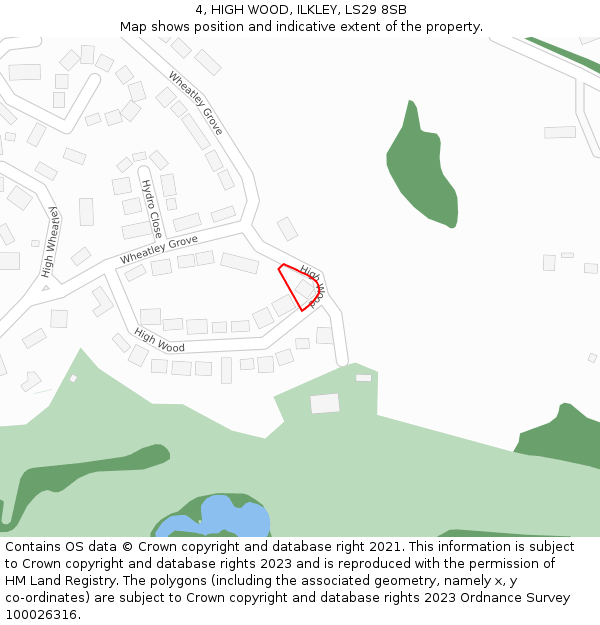 4, HIGH WOOD, ILKLEY, LS29 8SB: Location map and indicative extent of plot