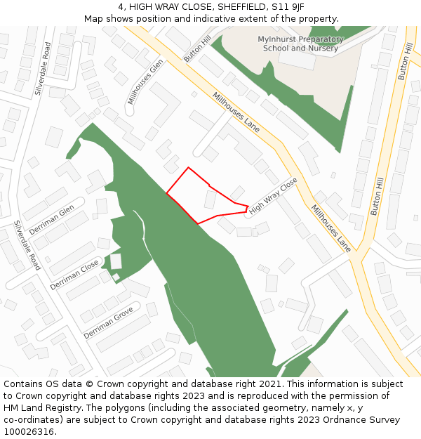 4, HIGH WRAY CLOSE, SHEFFIELD, S11 9JF: Location map and indicative extent of plot