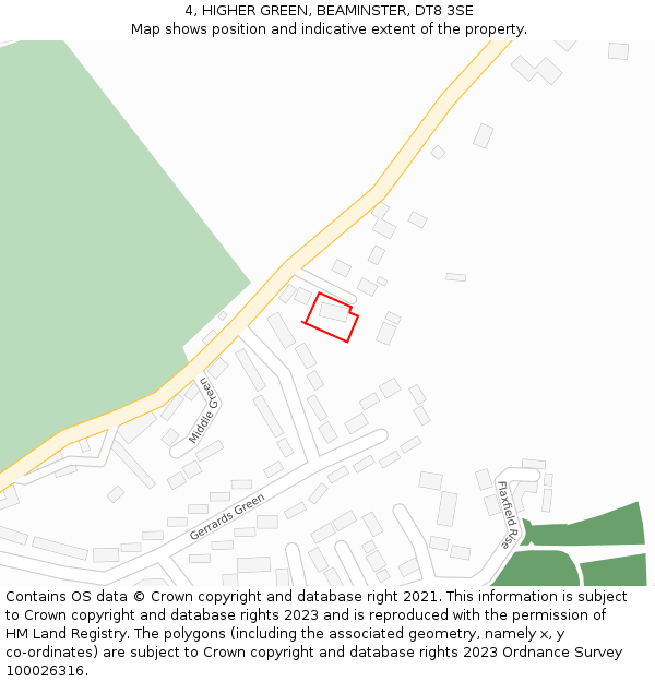 4, HIGHER GREEN, BEAMINSTER, DT8 3SE: Location map and indicative extent of plot