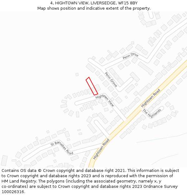 4, HIGHTOWN VIEW, LIVERSEDGE, WF15 8BY: Location map and indicative extent of plot