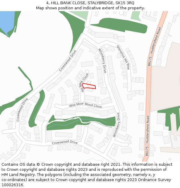 4, HILL BANK CLOSE, STALYBRIDGE, SK15 3RQ: Location map and indicative extent of plot