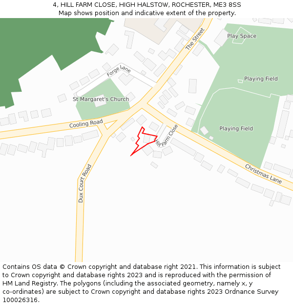 4, HILL FARM CLOSE, HIGH HALSTOW, ROCHESTER, ME3 8SS: Location map and indicative extent of plot