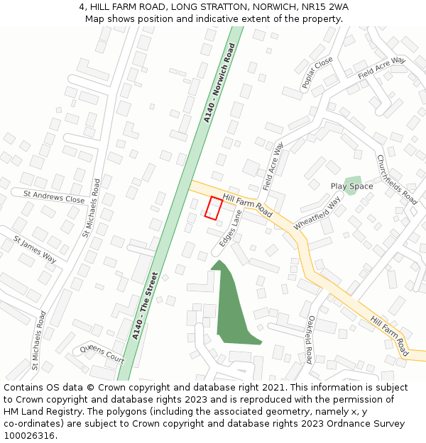 4, HILL FARM ROAD, LONG STRATTON, NORWICH, NR15 2WA: Location map and indicative extent of plot