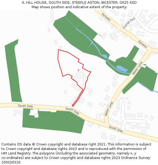 4, HILL HOUSE, SOUTH SIDE, STEEPLE ASTON, BICESTER, OX25 4SD: Location map and indicative extent of plot
