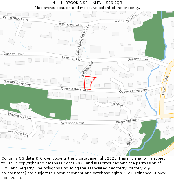 4, HILLBROOK RISE, ILKLEY, LS29 9QB: Location map and indicative extent of plot