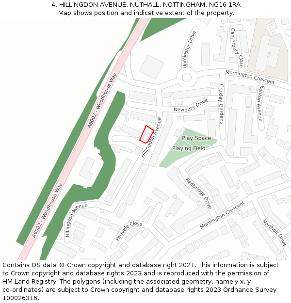 4, HILLINGDON AVENUE, NUTHALL, NOTTINGHAM, NG16 1RA: Location map and indicative extent of plot