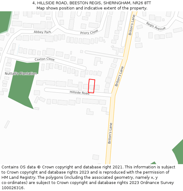 4, HILLSIDE ROAD, BEESTON REGIS, SHERINGHAM, NR26 8TT: Location map and indicative extent of plot