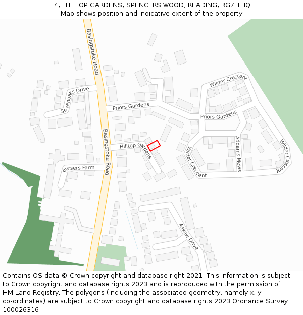 4, HILLTOP GARDENS, SPENCERS WOOD, READING, RG7 1HQ: Location map and indicative extent of plot