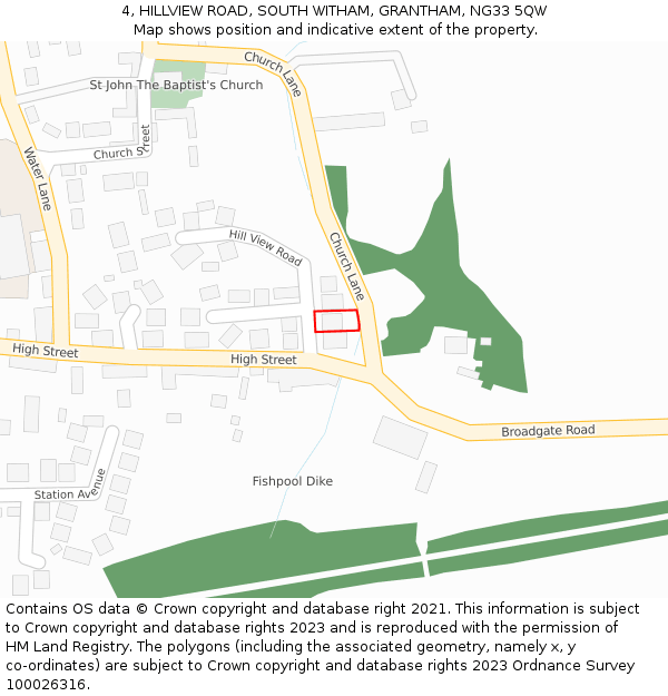 4, HILLVIEW ROAD, SOUTH WITHAM, GRANTHAM, NG33 5QW: Location map and indicative extent of plot