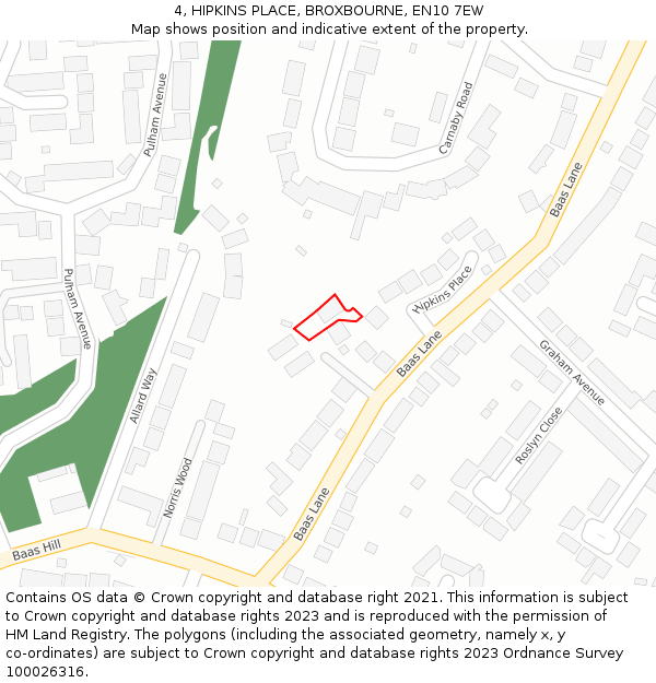 4, HIPKINS PLACE, BROXBOURNE, EN10 7EW: Location map and indicative extent of plot