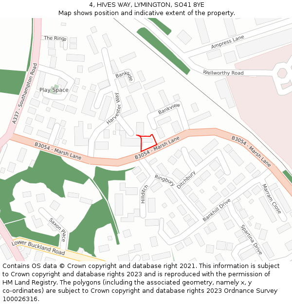 4, HIVES WAY, LYMINGTON, SO41 8YE: Location map and indicative extent of plot