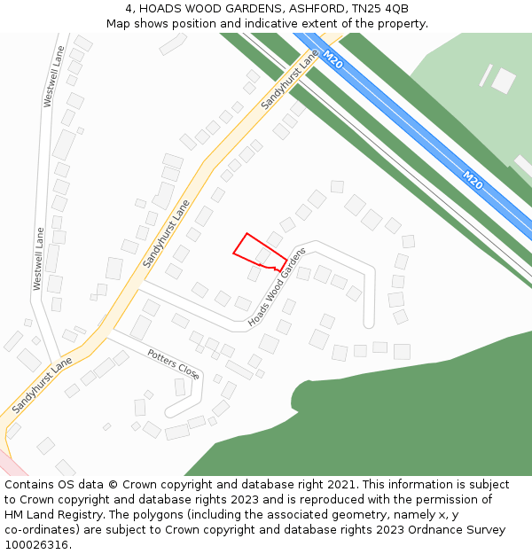4, HOADS WOOD GARDENS, ASHFORD, TN25 4QB: Location map and indicative extent of plot