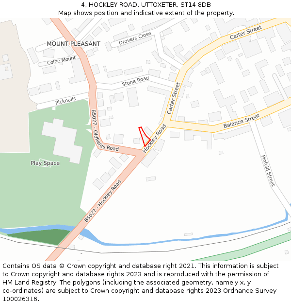 4, HOCKLEY ROAD, UTTOXETER, ST14 8DB: Location map and indicative extent of plot