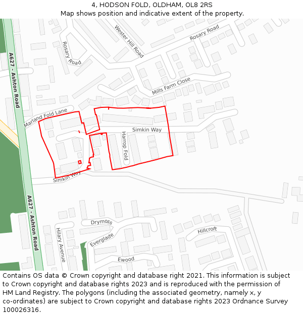 4, HODSON FOLD, OLDHAM, OL8 2RS: Location map and indicative extent of plot