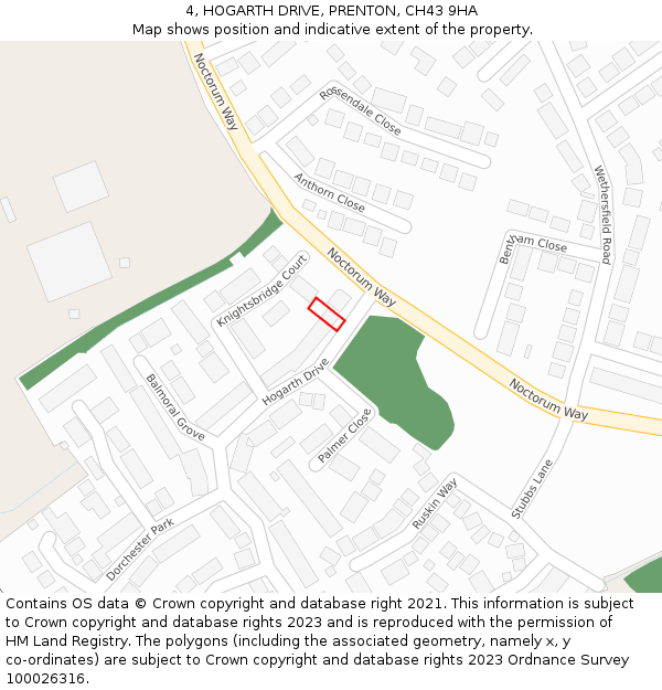 4, HOGARTH DRIVE, PRENTON, CH43 9HA: Location map and indicative extent of plot