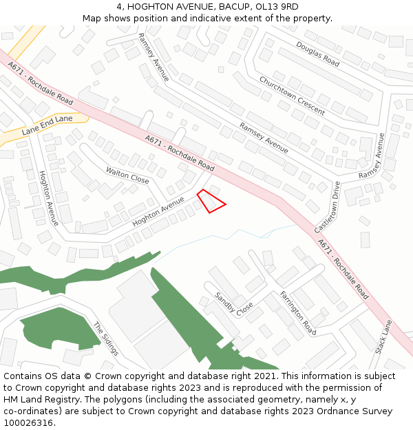 4, HOGHTON AVENUE, BACUP, OL13 9RD: Location map and indicative extent of plot