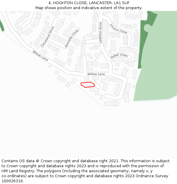 4, HOGHTON CLOSE, LANCASTER, LA1 5UF: Location map and indicative extent of plot