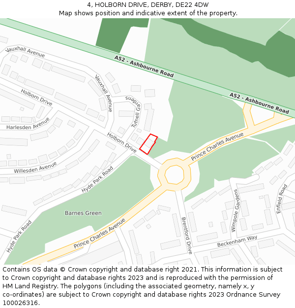4, HOLBORN DRIVE, DERBY, DE22 4DW: Location map and indicative extent of plot