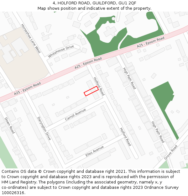 4, HOLFORD ROAD, GUILDFORD, GU1 2QF: Location map and indicative extent of plot