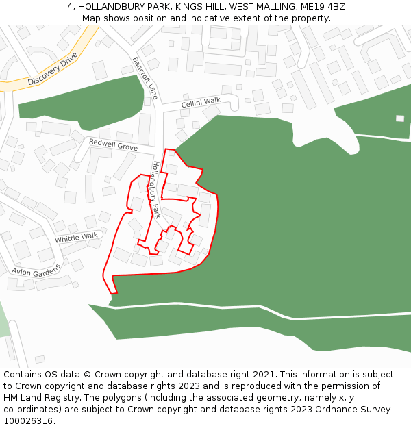 4, HOLLANDBURY PARK, KINGS HILL, WEST MALLING, ME19 4BZ: Location map and indicative extent of plot